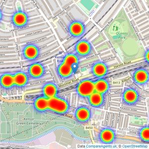 Hamptons - Kensal Rise & Queen's Park listings heatmap