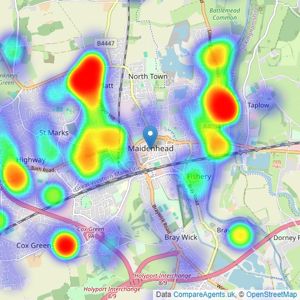 Hamptons - Maidenhead listings heatmap