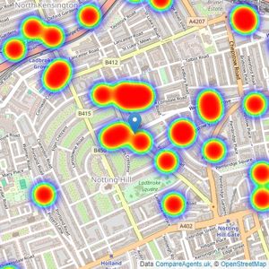 Hamptons - Notting Hill listings heatmap