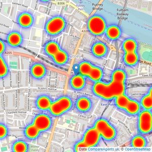 Hamptons - Putney listings heatmap