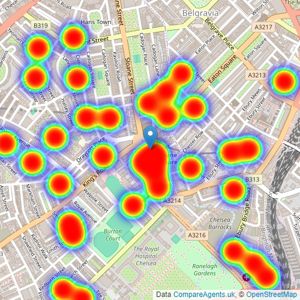 Hamptons - Sloane Square listings heatmap