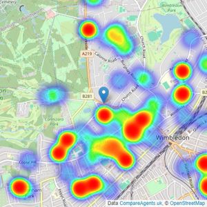 Hamptons - Wimbledon listings heatmap