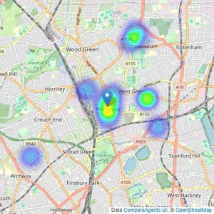 Hane Estate Agents - London listings heatmap