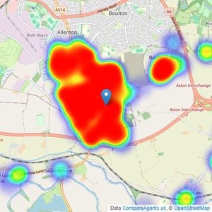 Hannells Estate Agents - Chellaston listings heatmap