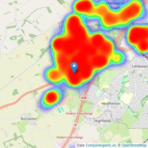 Hannells Estate Agents - Mickleover listings heatmap