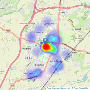 Hansons - Bromsgrove listings heatmap