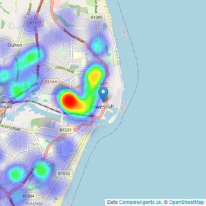 Hardimans Estate Agents - Lowestoft listings heatmap