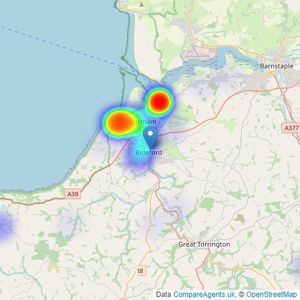 Harding and Co - Bideford listings heatmap