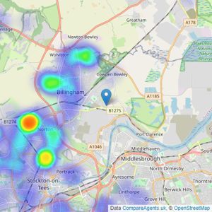 Harper and Co Estate Agents - Teesside listings heatmap