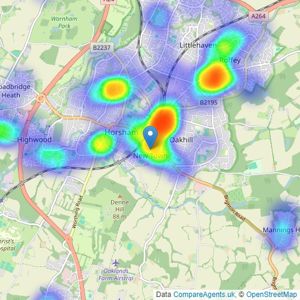 Harris Wickens Ltd - Horsham listings heatmap