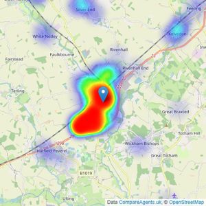 Harris + Wood - Witham listings heatmap