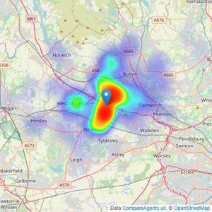 Harrisons Estate Agents - Bolton listings heatmap