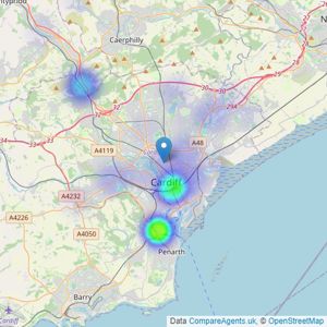 Harry Harper Sales & Lettings - Cathays listings heatmap