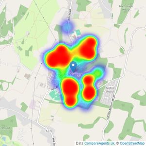 Hartley Estates - New Ash Green listings heatmap