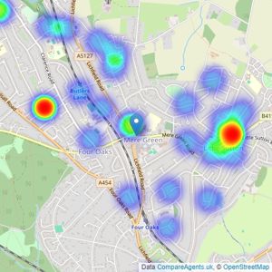 Harveys Estate Agents - Sutton Coldfield listings heatmap