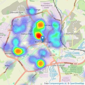 Harwoods - Wellingborough listings heatmap