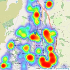 Hathways Estate Agents - Cwmbran listings heatmap