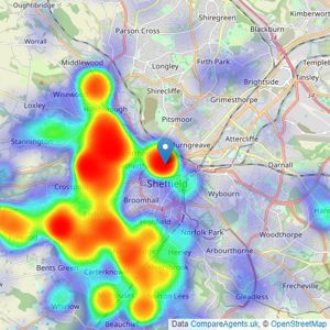 haus - Sheffield listings heatmap