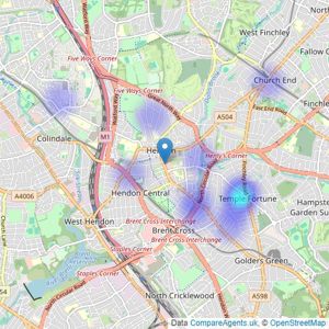 Hendon Estates - London listings heatmap