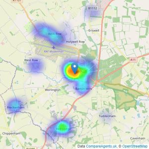 Henleys - Mildenhall listings heatmap