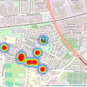 Henrys Estate Agents - Coventry listings heatmap