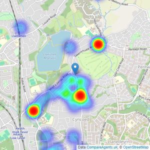 Hentons - Cardiff listings heatmap