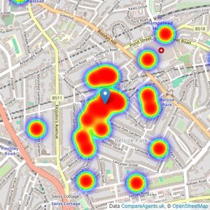 Heywoods Estate Agents - Belsize Park listings heatmap