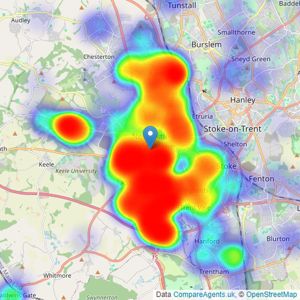 Heywoods - Newcastle-under-Lyme listings heatmap