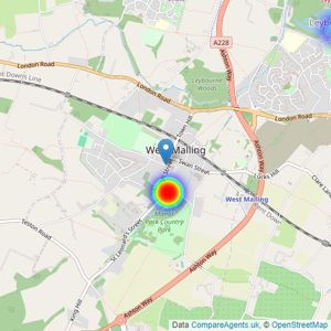 Hicks Estate Agents - West Malling listings heatmap