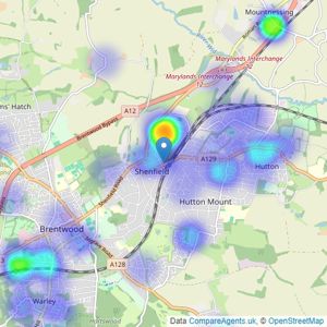 Hilbery Chaplin Residential - Shenfield listings heatmap