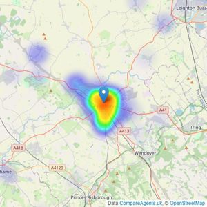 Hillyards Estate Agents - Aylesbury listings heatmap