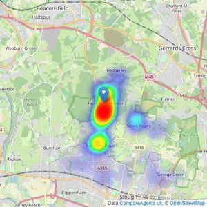 Hilton King & Locke - Farnham Common listings heatmap