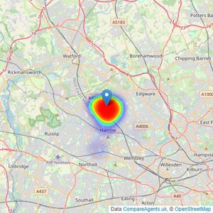 Hinton & Downes - Harrow Weald listings heatmap