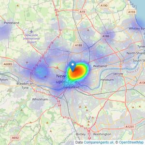 Hive Estates - Newcastle upon Tyne listings heatmap