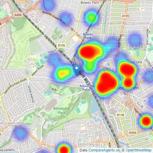 HOBARTS - London North listings heatmap