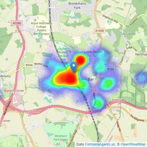 Hobdays - Potters Bar listings heatmap