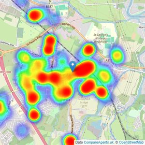 Hodders - Addlestone listings heatmap