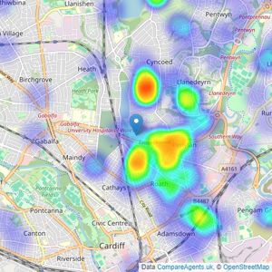 Hogg & Hogg - Cardiff listings heatmap