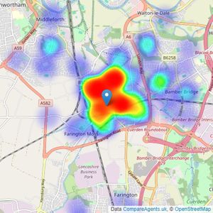 Holdens Estate Agents - Lostock Hall listings heatmap