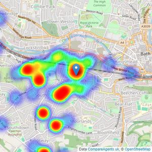 @Home Estate Agents - Bath listings heatmap