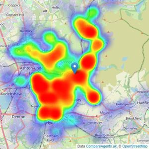 Home Estate Agents Ltd - Stalybridge listings heatmap