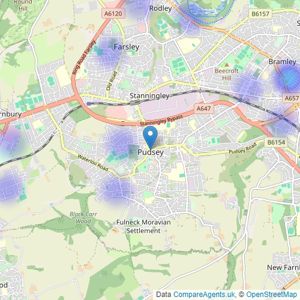 HOME MARKETING AND MANAGEMENT - Pudsey listings heatmap