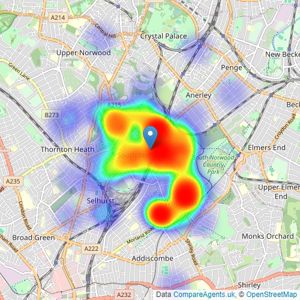 Homecastle Estate Agents - South Norwood listings heatmap