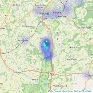 Homed:In - Horsham listings heatmap