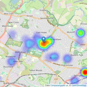 Homer Estates - Bournemouth listings heatmap