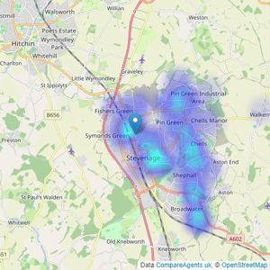 Homes & Mortgages Estate Agents Ltd - Stevenage listings heatmap