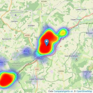 Homes Estate Agents - Alton listings heatmap