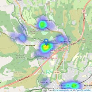 Homes Estate Agents - Grayshott listings heatmap