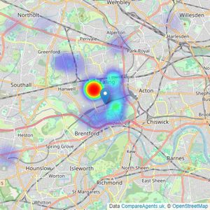 Homesearch Ltd - South Ealing listings heatmap