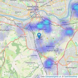 Homewise - Covering Tyne & Wear listings heatmap